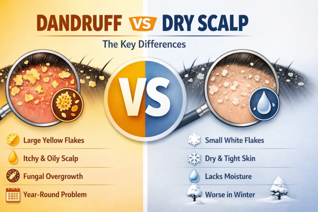 Dandruff vs Dry Scalp Difference